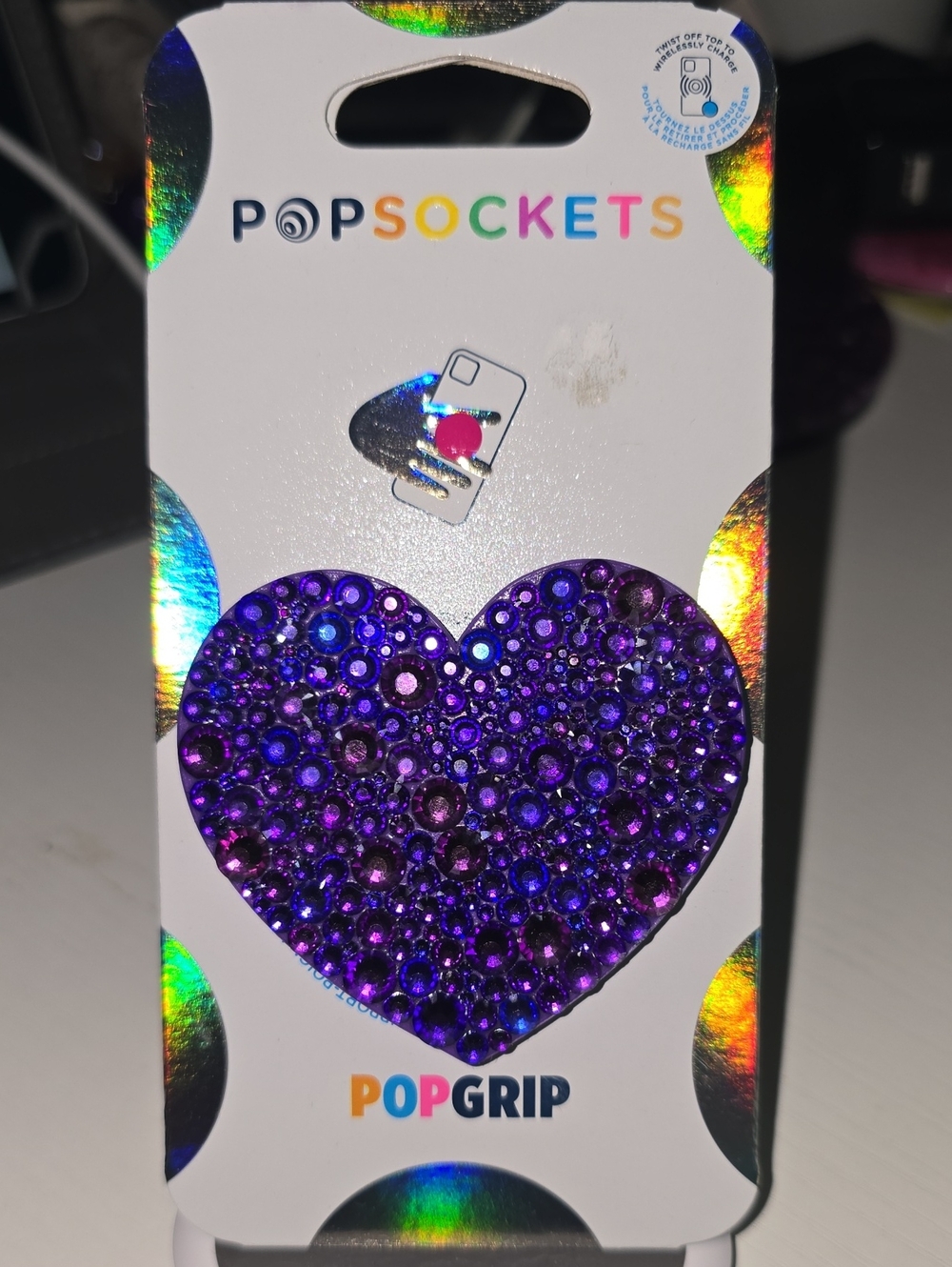 PopSocket PopGrip Heart Phone Grip - Purple Crystal Embellished